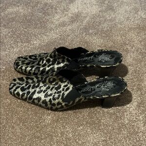 J.Renee Leopard Print Slip-On Mules in Black and Gold